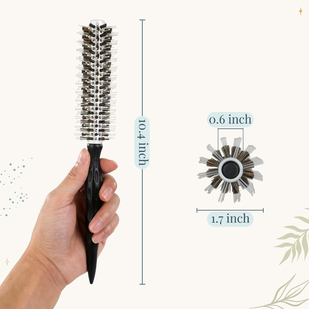 BESTOOL brush held in hand to show compact size and lightweight portability