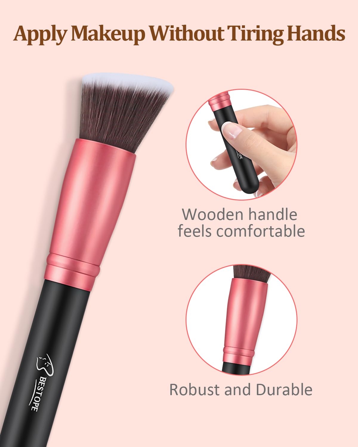 BESTOPE PRO brushes applying foundation on face for even coverage and fast finish