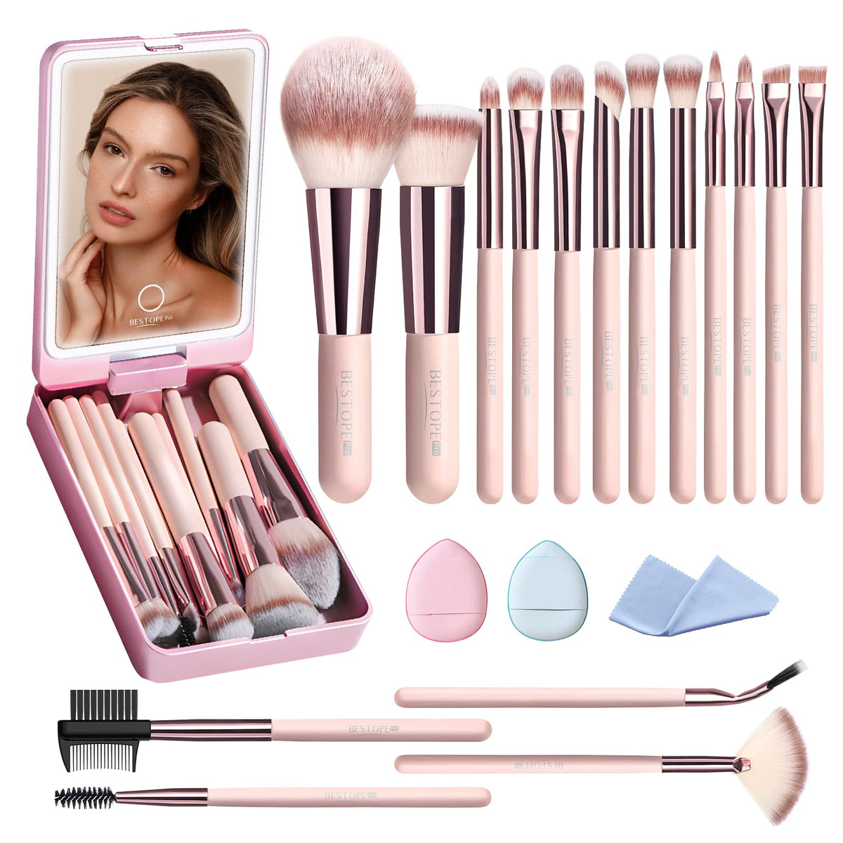 BESTOPE PRO front packaging showing compact case and brush set, easy organization