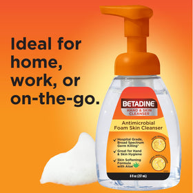Betadine bottle on bathroom counter suggesting daily hygiene convenience