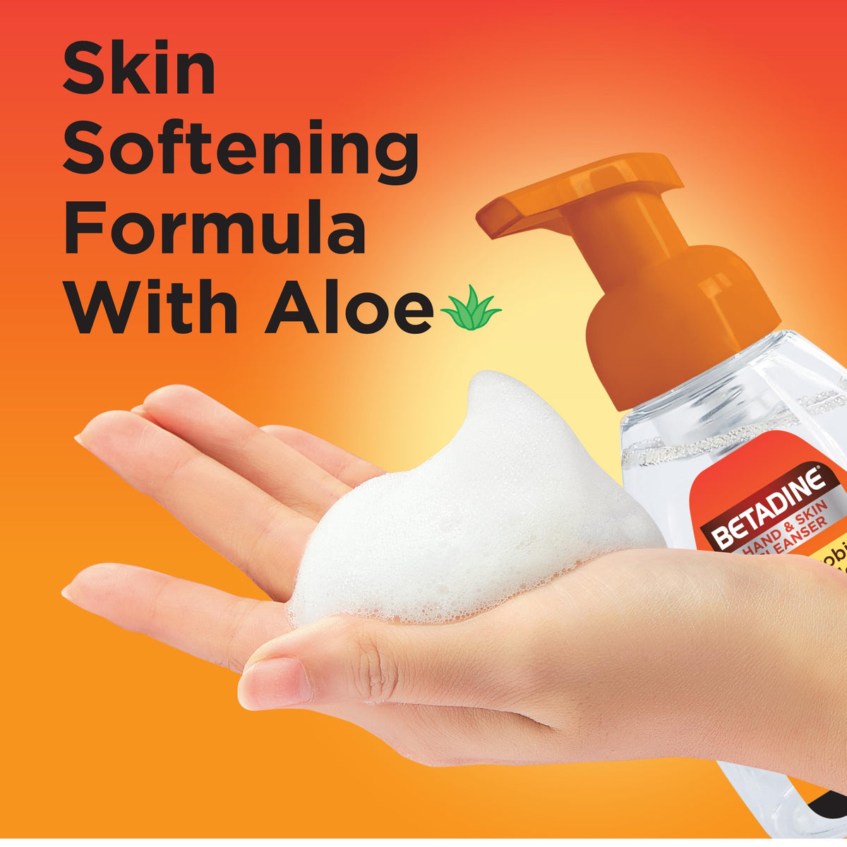 Betadine foam being dispensed from pump for quick, controlled application