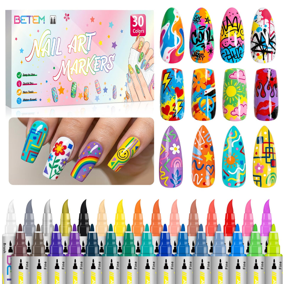 Betem front packaging showing 30-color set and organized layout for quick selection