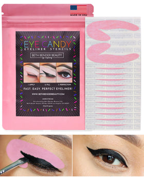 Beth Bender Beauty front packaging showing Eye Candy stencils and benefits