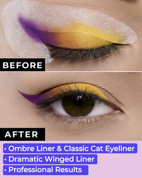 Beth Bender Beauty stencil applied on eye demonstrating perfect wing