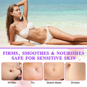 BETTENKO cream applied to belly demonstrating lift and improved skin texture