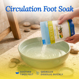 Better Bath Better Body foot soak dissolving in basin for relaxing soak benefit