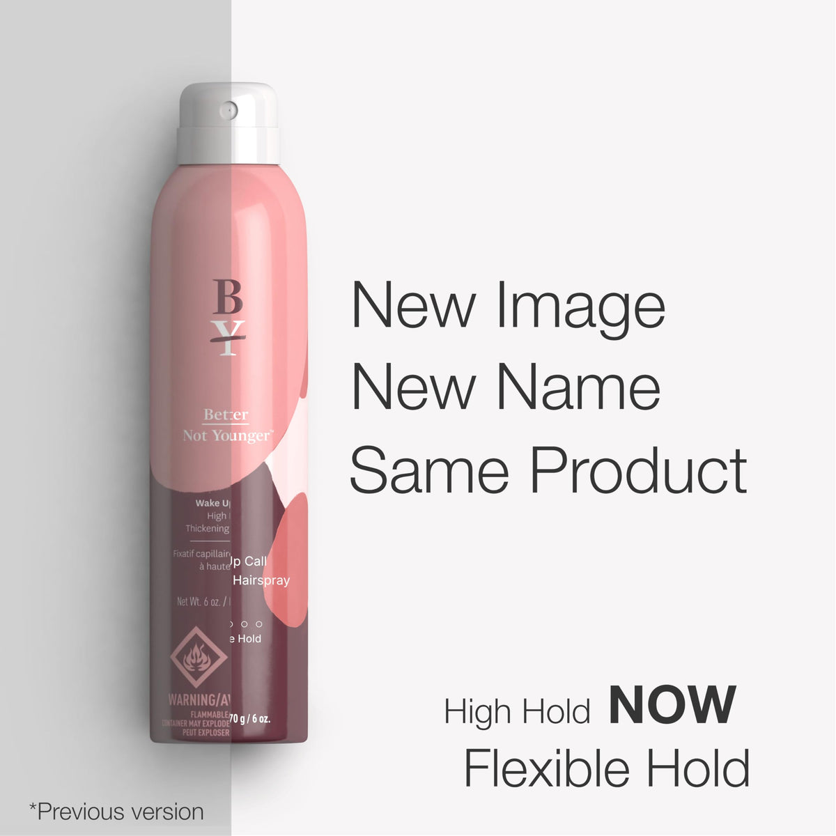 Better Not Younger spraying at roots to lift hair and create instant volume and fullness