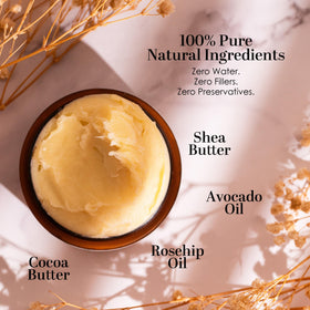 Better Shea Butter being massaged into elbow to hydrate dry, rough skin