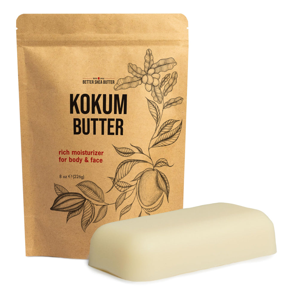 Better Shea Butter kokum block front packaging showing pure unscented butter