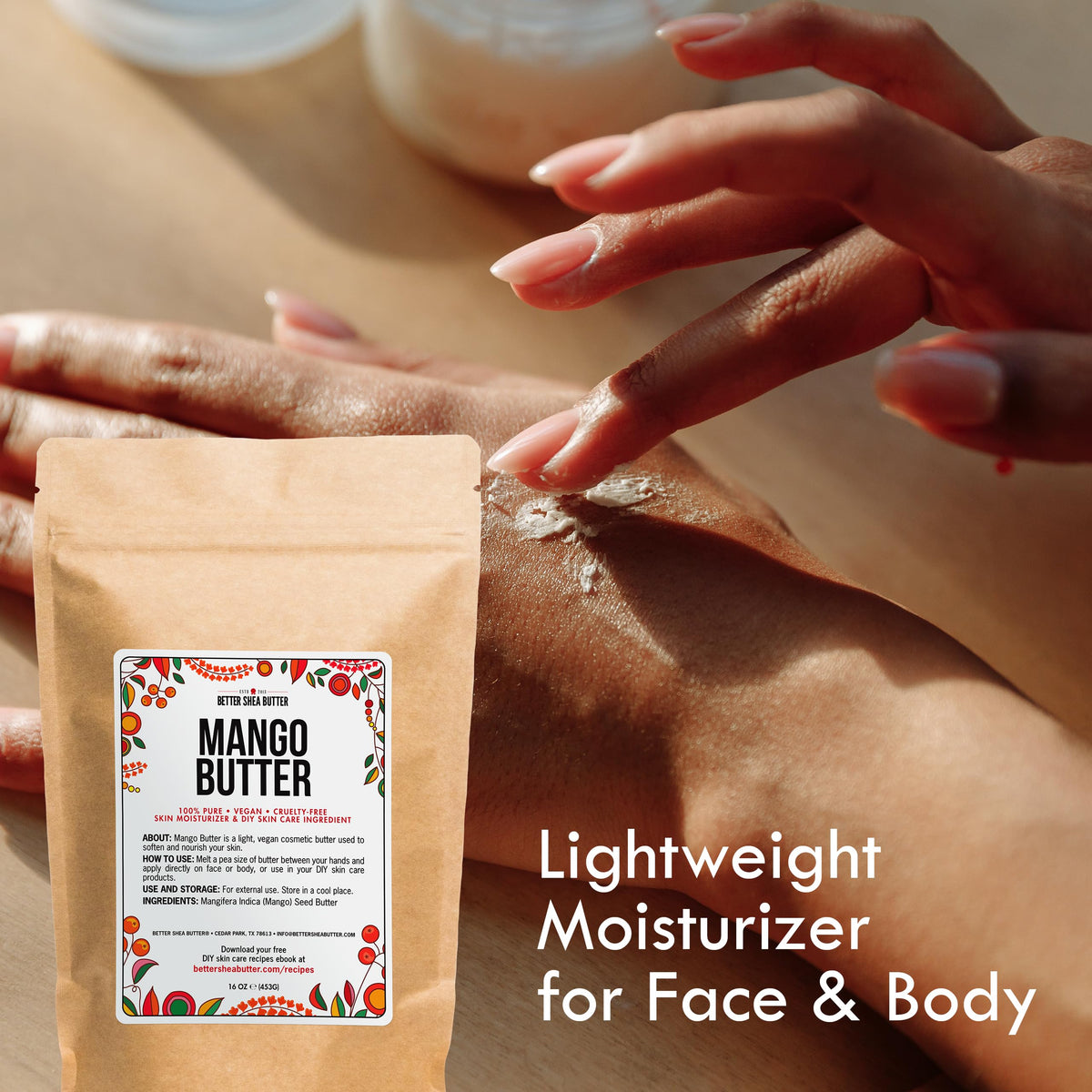 Better Shea Butter applied to skin illustrating hydration and softer skin appearance