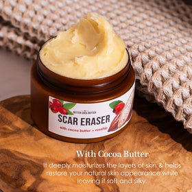 Better Shea Butter open jar showing creamy cocoa-shea texture and spreadability