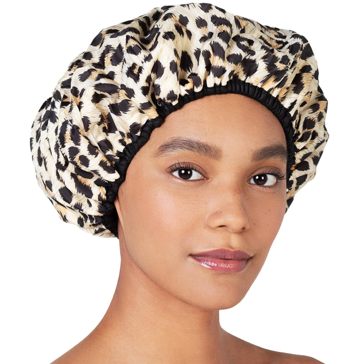 Betty Dain front view of safari spots cap showing waterproof nylon and design benefit
