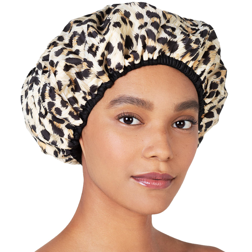 Betty Dain front view of safari spots cap showing waterproof nylon and design benefit