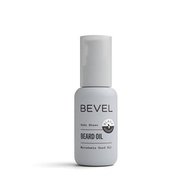 Bevel bottle front packaging showing label and 1 oz size, highlights grooming benefit