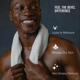 Close-up of cocoa and shea butter ingredients highlighting Bevel hydration