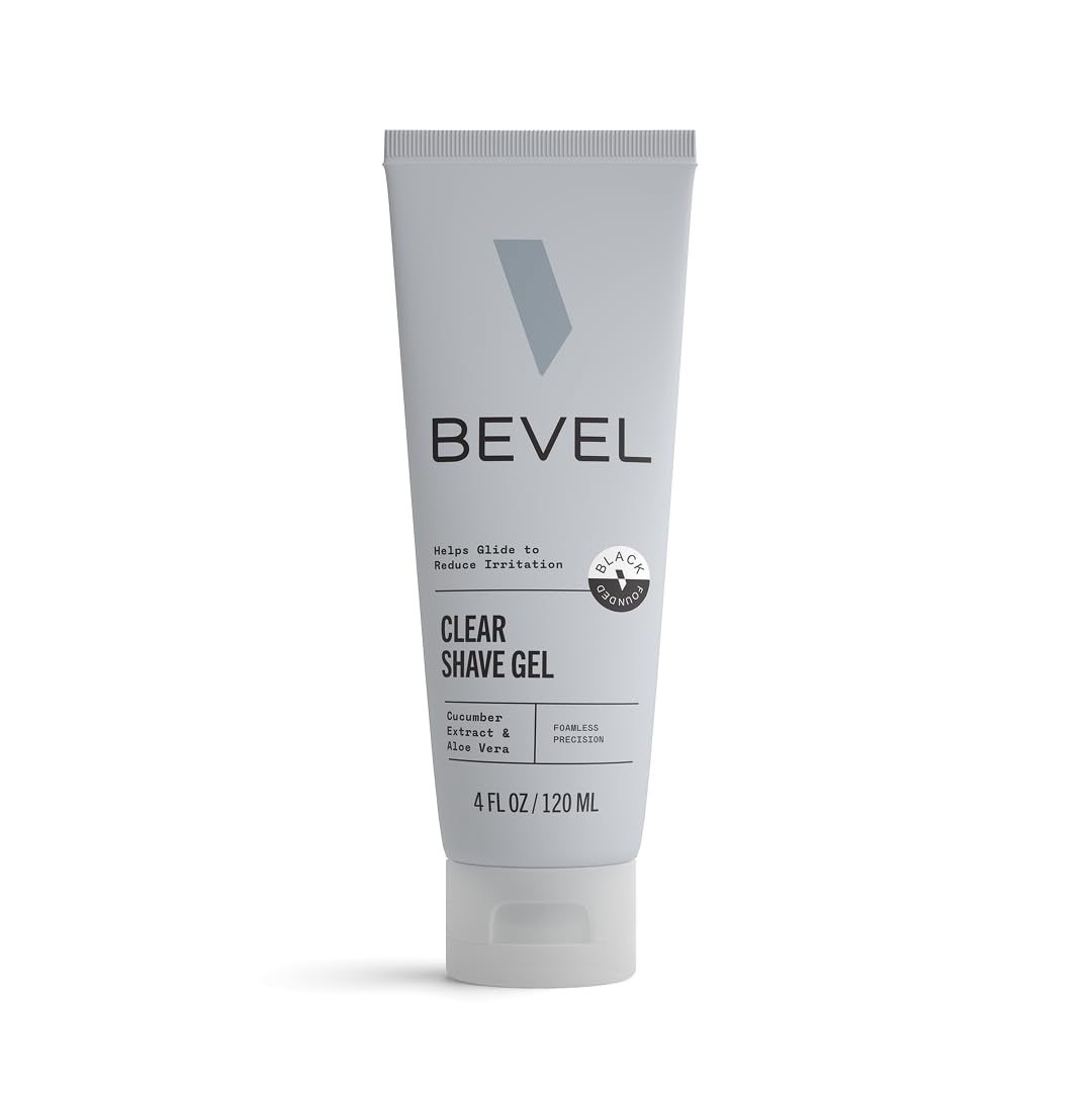Bevel clear shave gel front packaging showing clean label and size