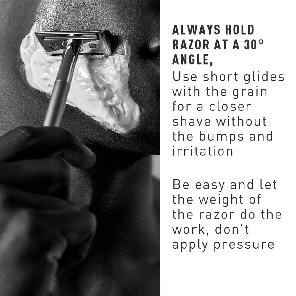 Bevel double-edge blade detail showing edge and compatibility with safety razor for smooth cuts
