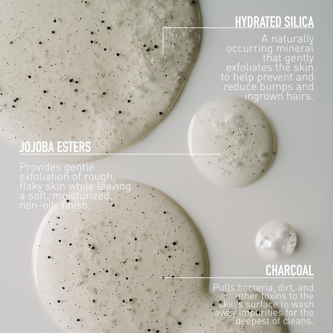 Bevel bottle in a hand under shower water, demonstrates easy application and rinse