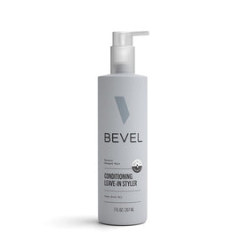 Bevel leave-in front packaging showing product label and benefits