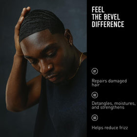 Bevel leave-in texture close-up highlighting creamy, lightweight formula