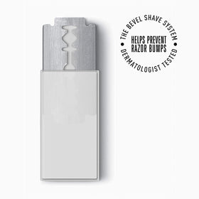 Bevel blades on a bathroom counter with shave cream for consistent routine