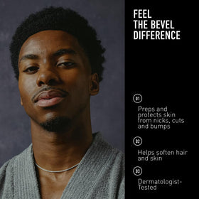 Bevel label detail highlighting ingredients and clear use instructions for confidence