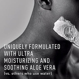 Bevel shaving cream texture close-up showing creamy aloe-rich lather for smooth glide