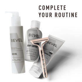 Bevel size comparison with travel items showing compact 4 fl oz convenience