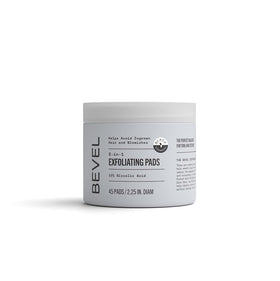 Bevel front packaging showing 45 exfoliating toner pads and benefits