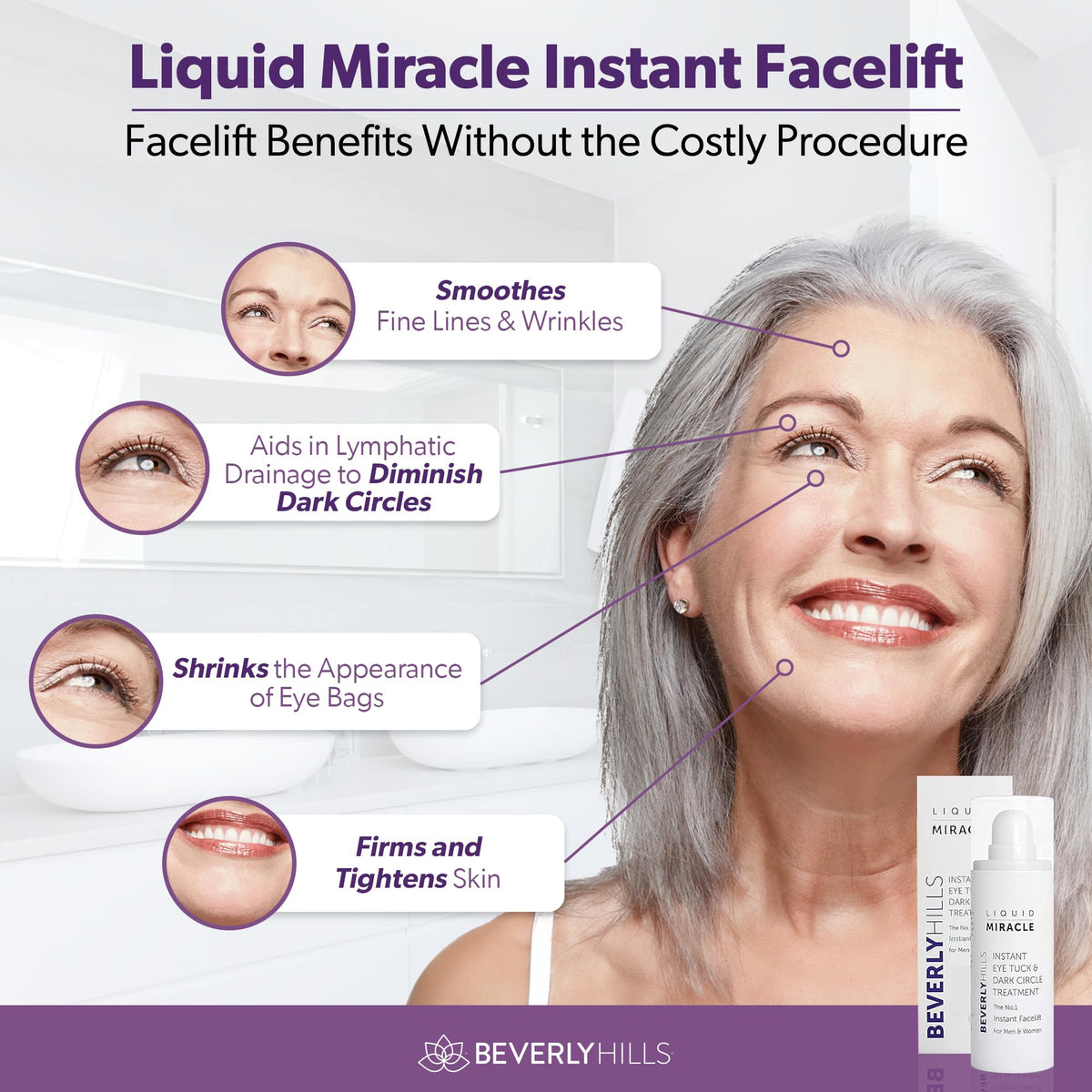 BEVERLY HILLS gel-serum texture spread on skin highlighting lightweight feel and quick absorption benefit