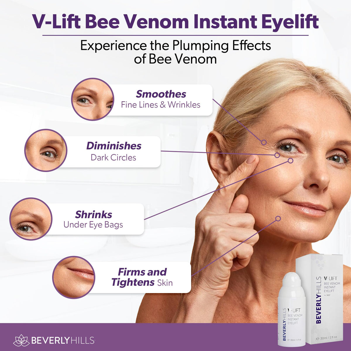 BEVERLY HILLS V-Lift close-up of smooth serum texture highlighting lightweight feel