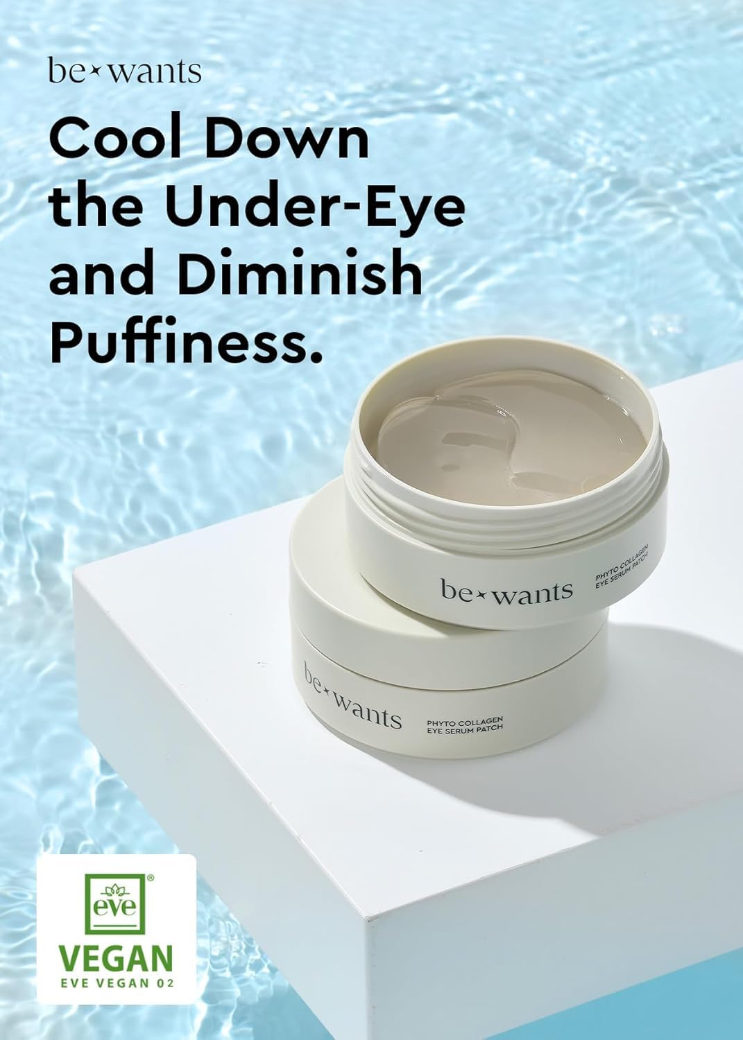 BE+WANTS applied under-eye on model demonstrating smoothing benefit