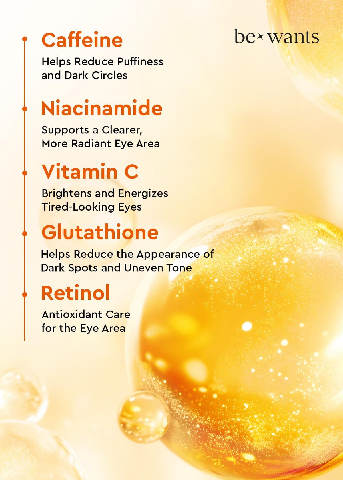 BE+WANTS patch applied under eye demonstrating secure fit and quick refresh benefit