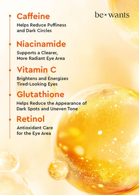 BE+WANTS patch applied under eye demonstrating secure fit and quick refresh benefit