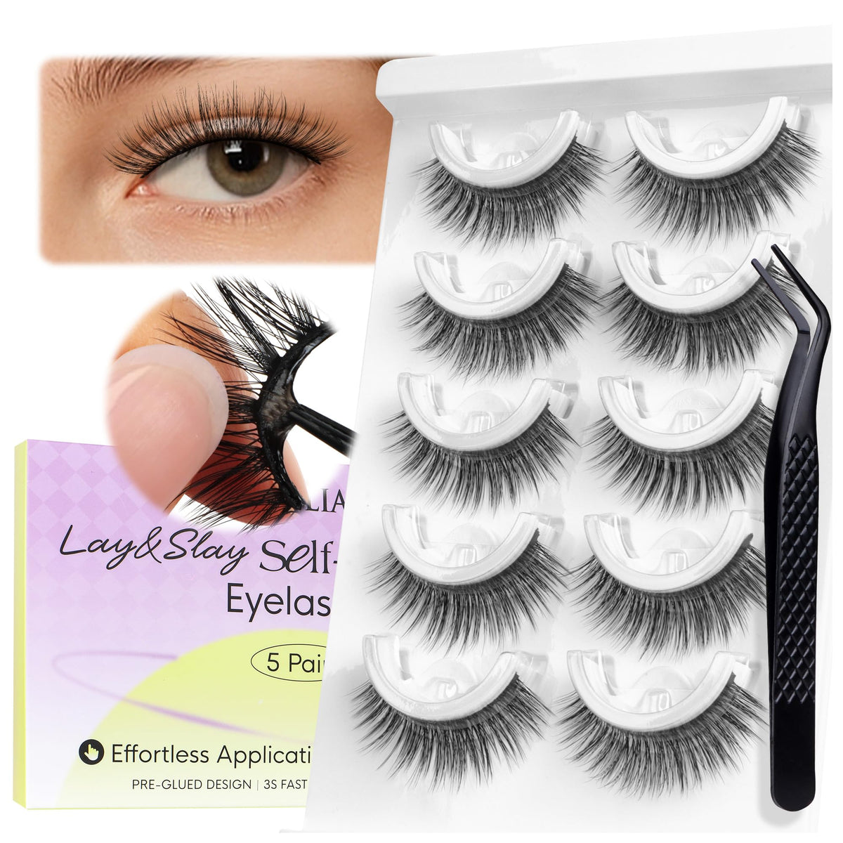 BEYELIAN front packaging showing five pairs and instant wear benefit
