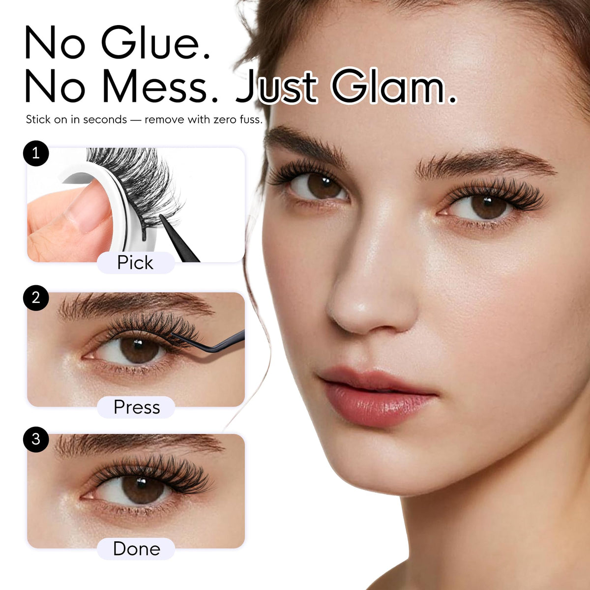 BEYELIAN model wearing cat-eye lashes that lift and define the eyes