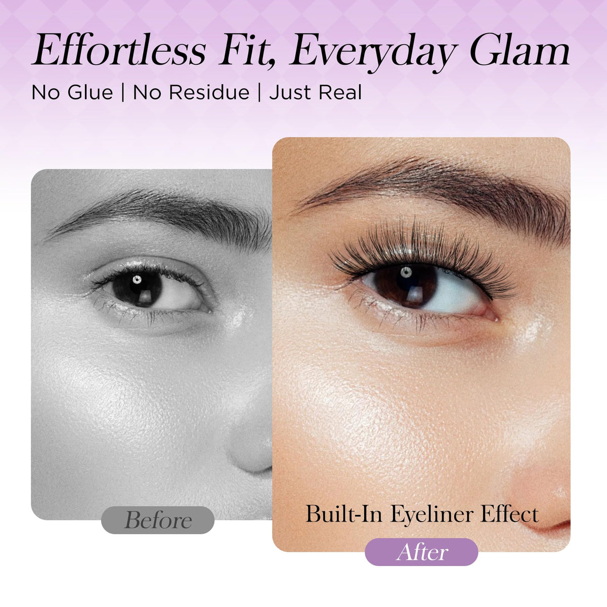 BEYELIAN worn on model closed eye showing seamless natural enhancement