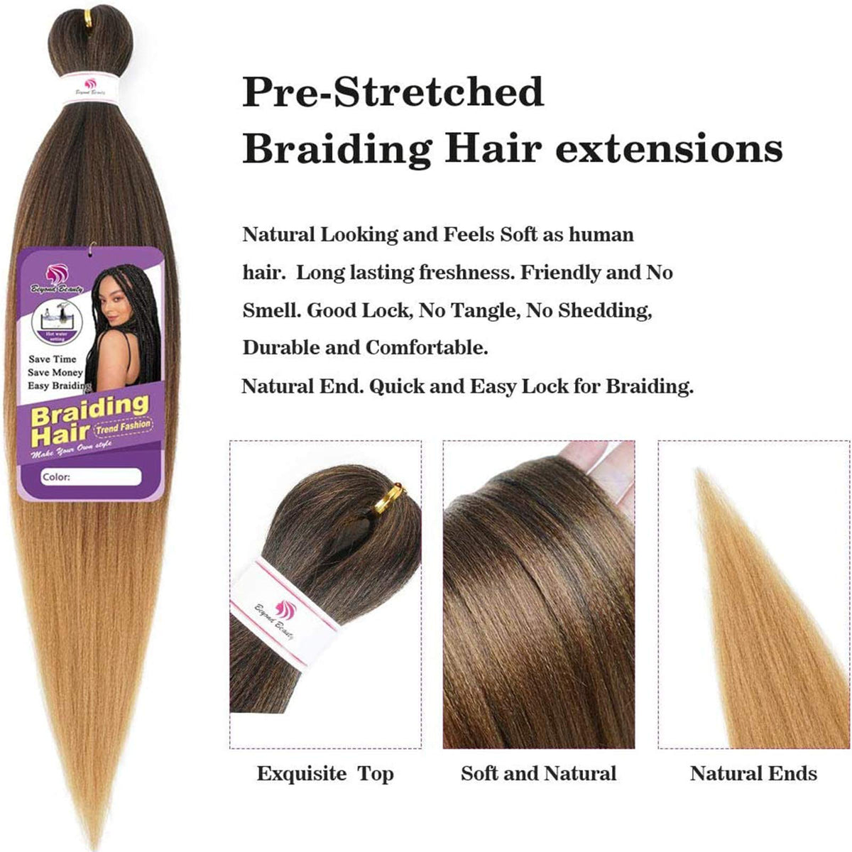 Beyond Beauty braids in use by stylist illustrating easy installation and neat finish