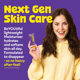 BeYOUtiful back label detailing ingredients and safe-for-teens benefit