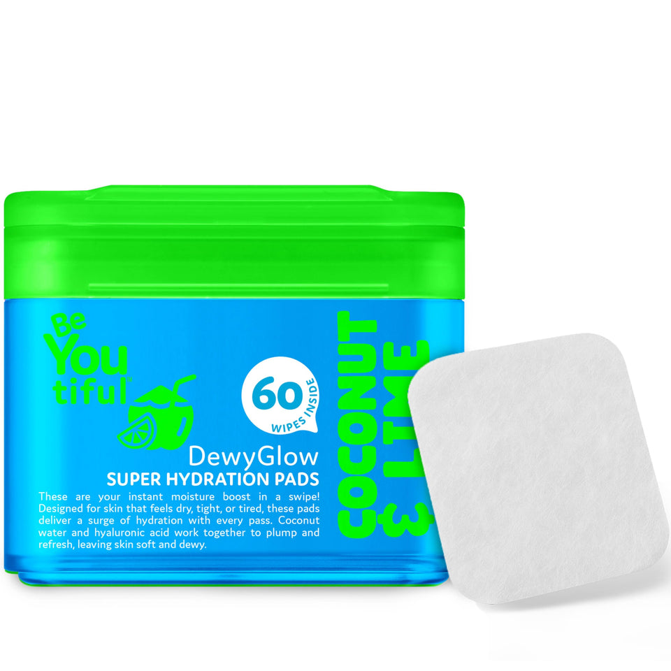 BeYoutiful front jar showing label and 60 pads for easy hydration