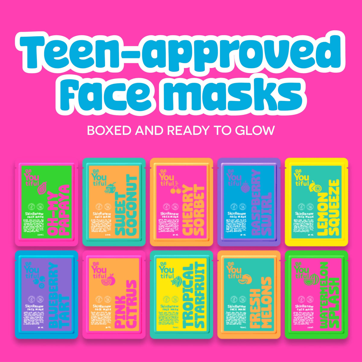 BeYoutiful individually wrapped sachets spread out highlighting hygienic single-use convenience