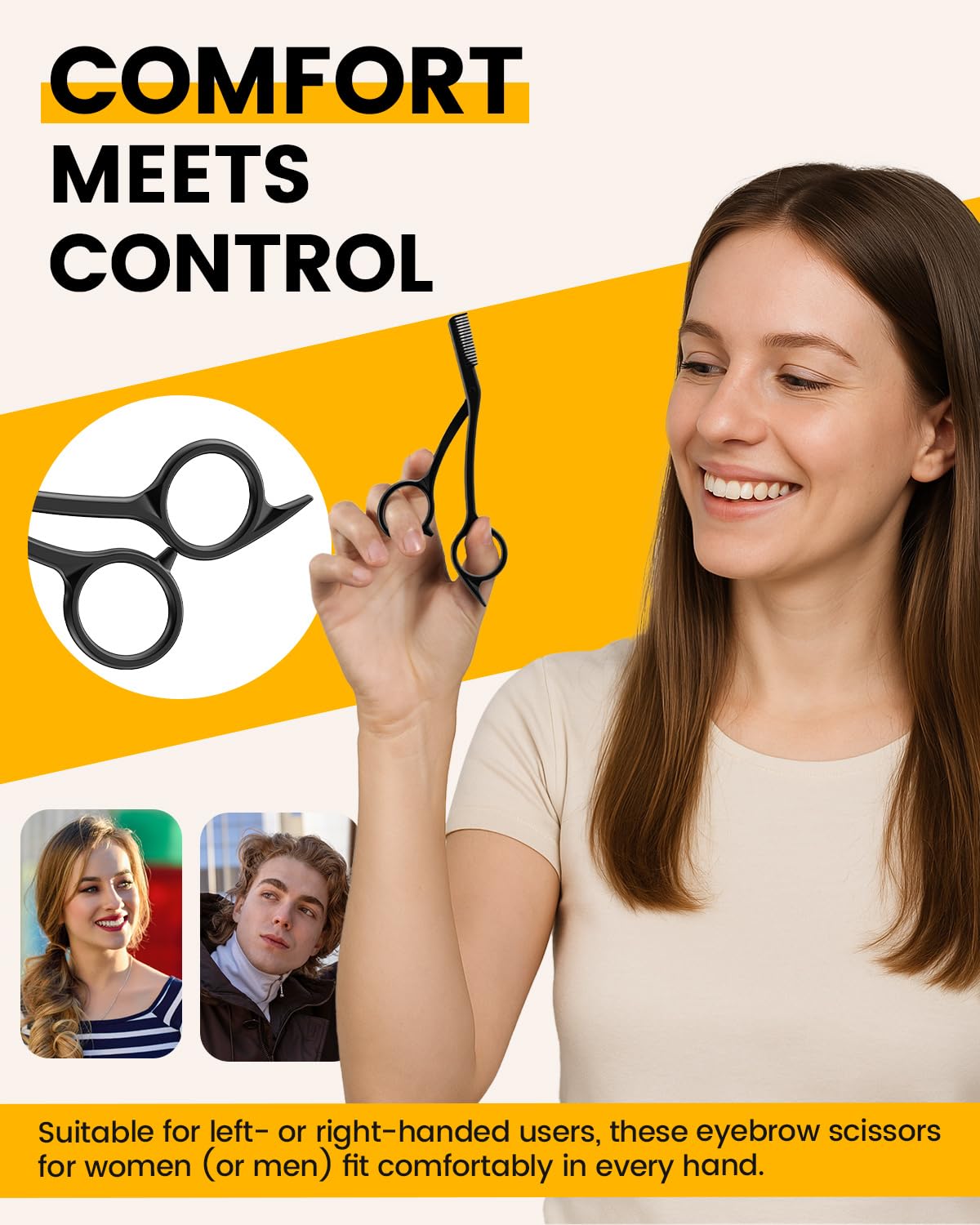 BEZOX comb teeth aligning eyebrow hairs for even trimming and cleaner results
