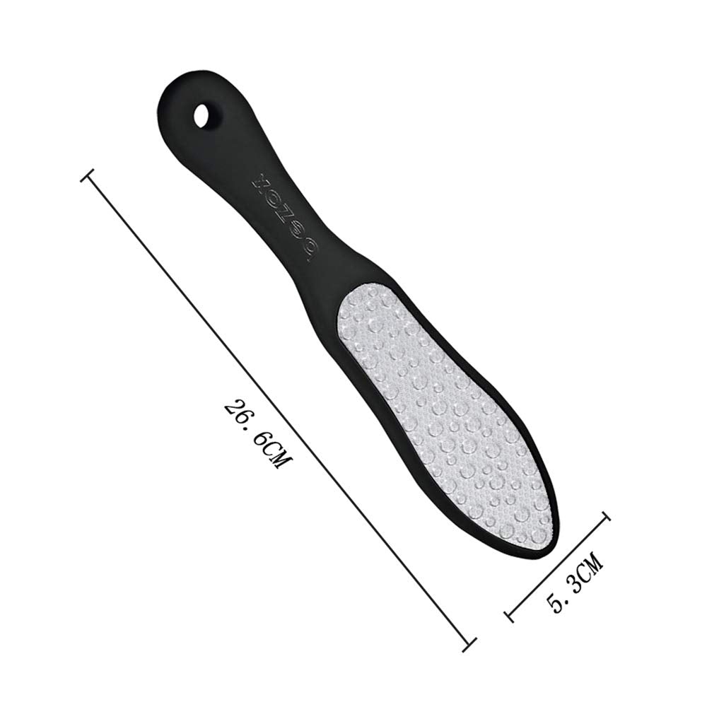 BEZOX foot file next to ruler for size comparison and portability benefit