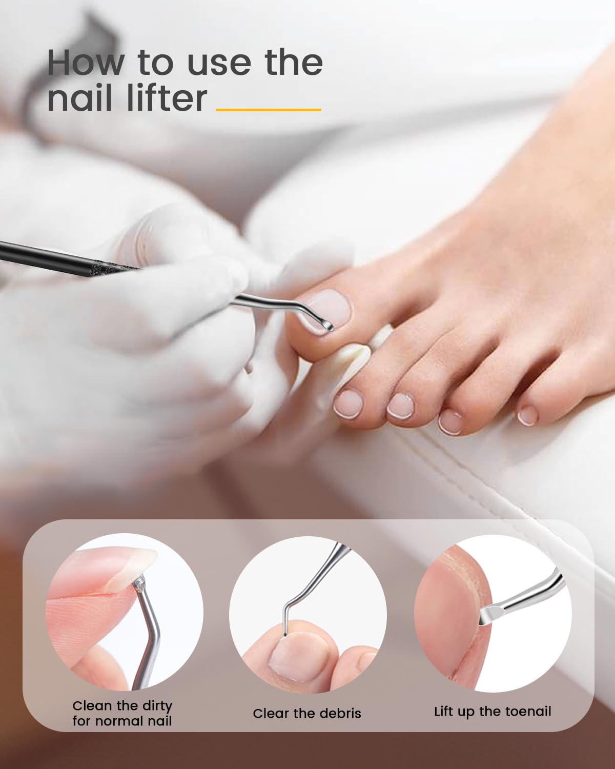 BEZOX in-use pedicure scene showing safe filing of toenail with better results