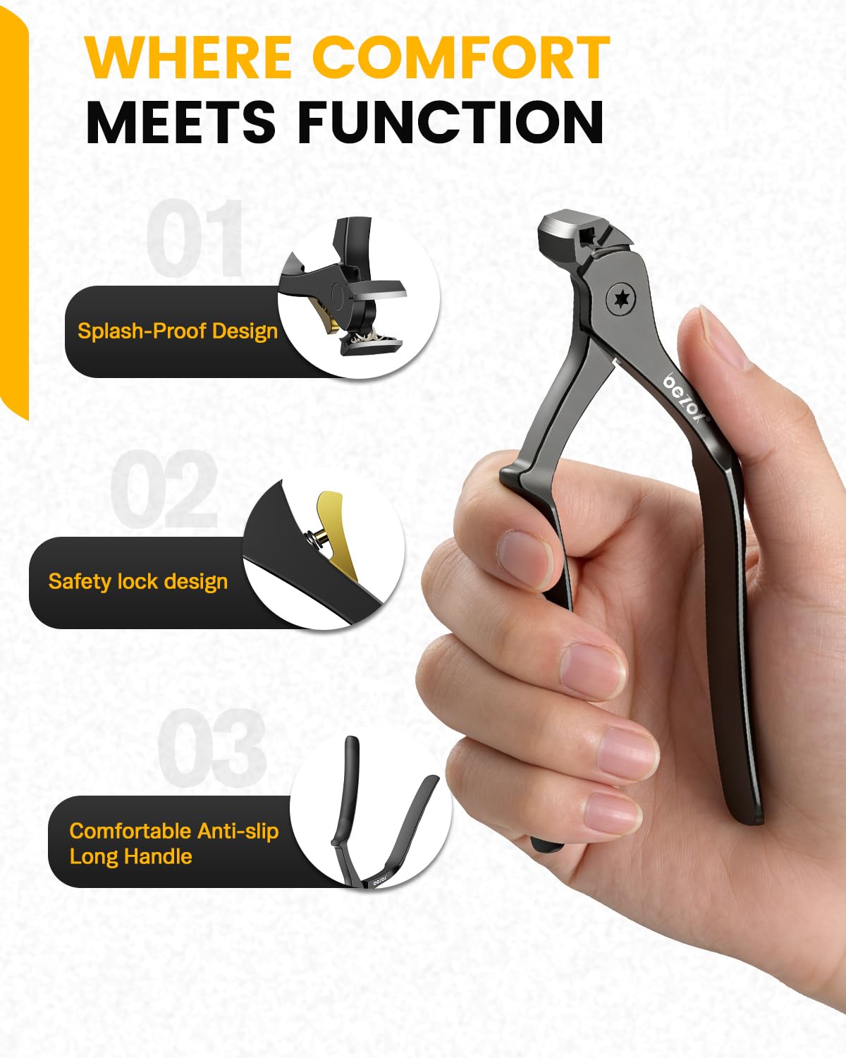 BEZOX clippers with safety lock engaged for secure storage benefit