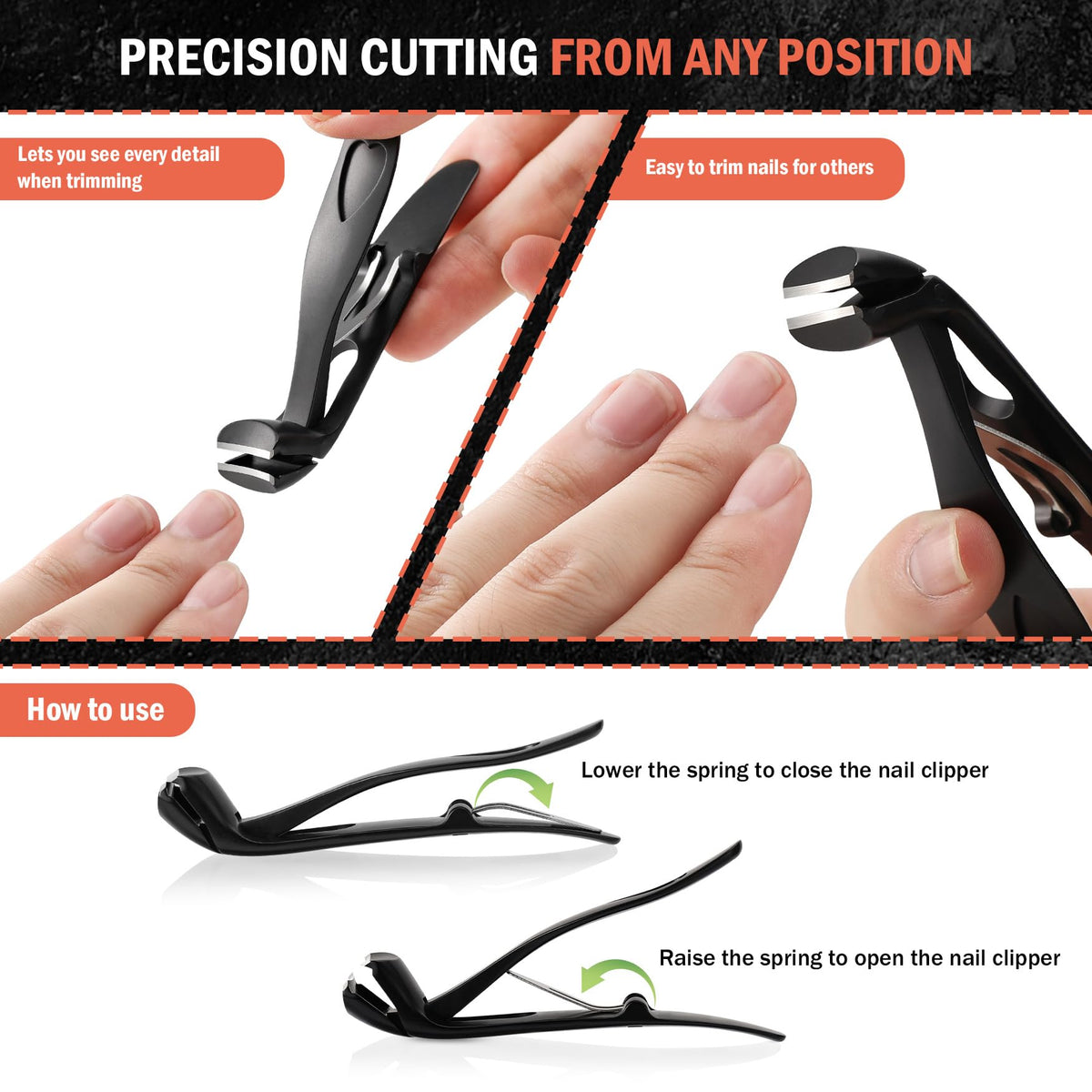 BEZOX wide curved jaw blades close-up for cutting thick nails cleanly