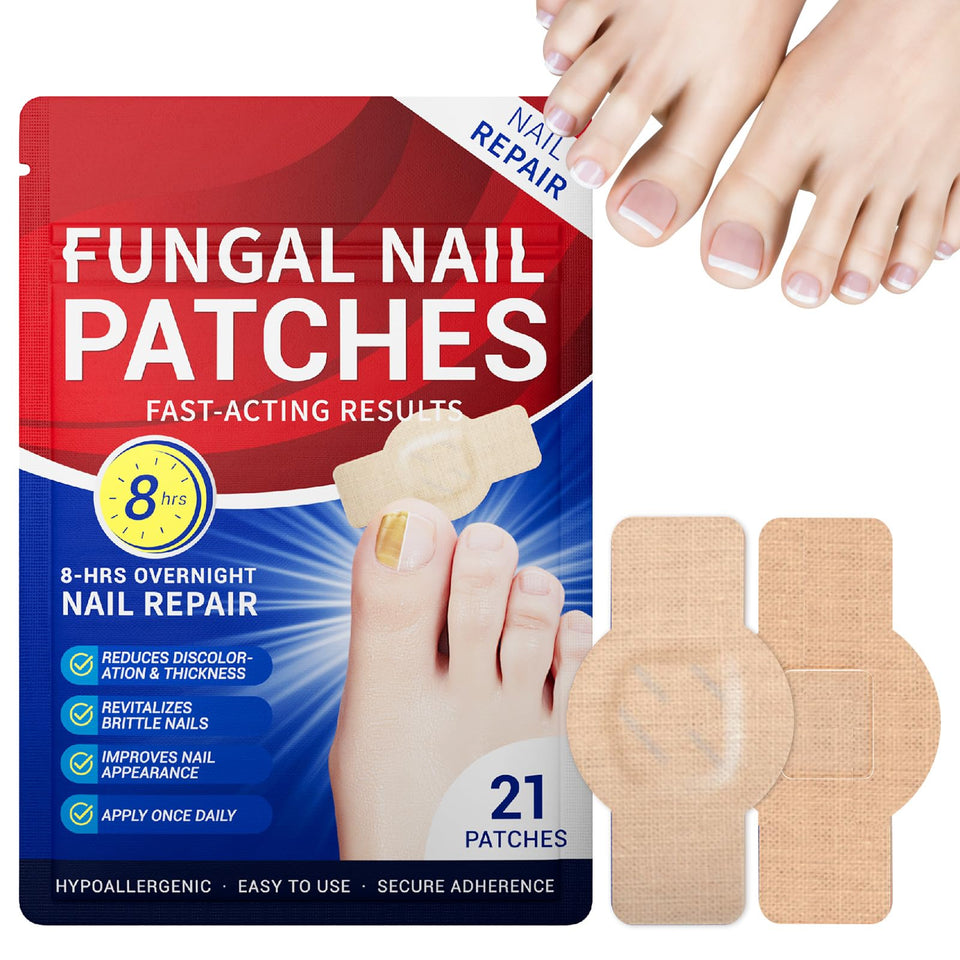bfgckj front packaging showing box of 21 patches for overnight nail repair