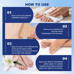 bfgckj patch on toenail in bed illustrating comfortable overnight wear