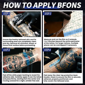 BFONS transparent film over tattoo allowing visibility and monitoring benefit