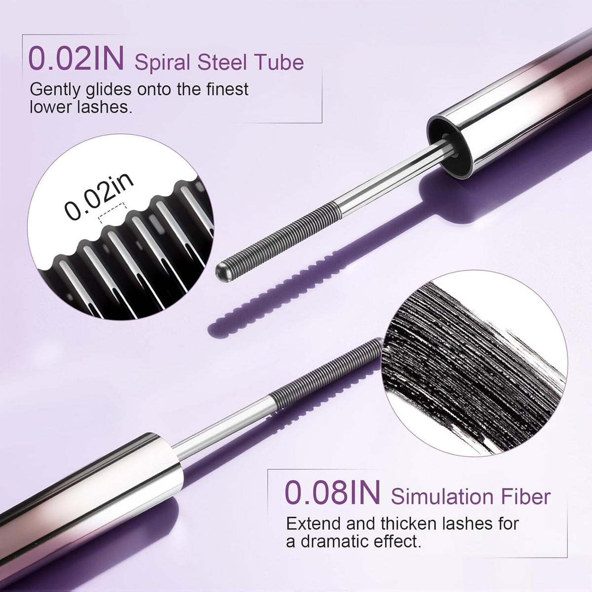 BFQ iron wand mascara lifestyle application on model highlighting long-lasting curled lashes